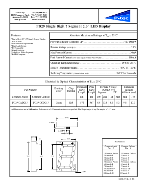 PD29-CCDG13 Datasheet PDF P-tec Corporation