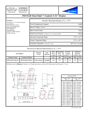 PDT562B-CCDG19 Datasheet PDF P-tec Corporation