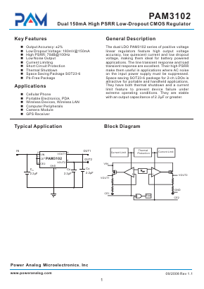 PAM3102 Datasheet PDF Power Analog Micoelectronics