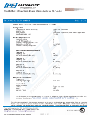 RG316-DS Datasheet PDF Pasternack Enterprises, Inc.