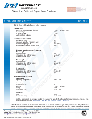 RG402 Datasheet PDF Pasternack Enterprises, Inc.