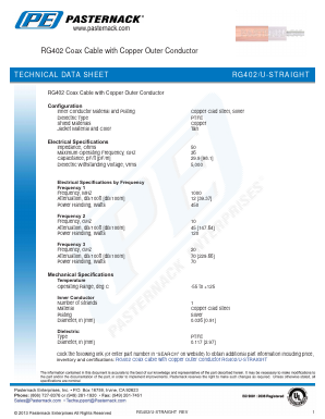 RG402-U-STRAIGHT Datasheet PDF Pasternack Enterprises, Inc.