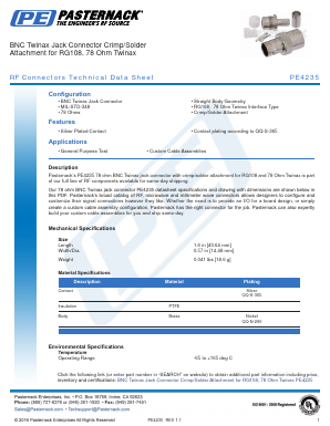 PE4235 Datasheet PDF Pasternack Enterprises, Inc.