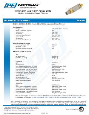 PE8200 Datasheet PDF Pasternack Enterprises, Inc.