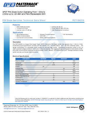 PE71S6259 Datasheet PDF Pasternack Enterprises, Inc.