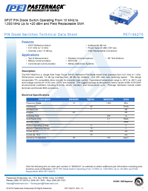 PE71S6270 Datasheet PDF Pasternack Enterprises, Inc.