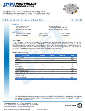 PE71S2045 Datasheet PDF Pasternack Enterprises, Inc.