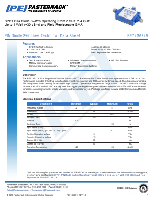 PE71S6219 Datasheet PDF Pasternack Enterprises, Inc.