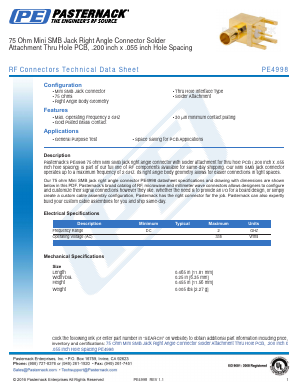 PE4998 Datasheet PDF Pasternack Enterprises, Inc.