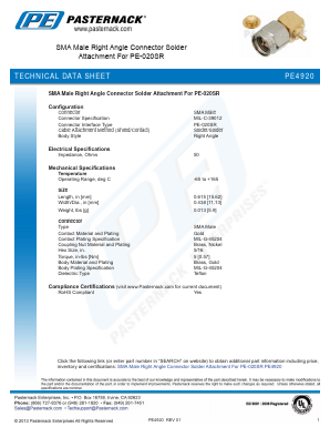 PE4920 Datasheet PDF Pasternack Enterprises, Inc.