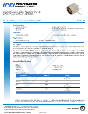 PE4934 Datasheet PDF Pasternack Enterprises, Inc.