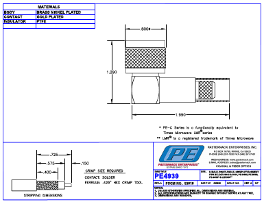 PE4939 Datasheet PDF Pasternack Enterprises, Inc.