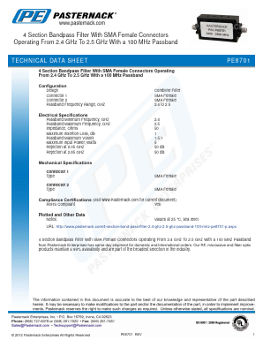 PE8701 Datasheet PDF Pasternack Enterprises, Inc.