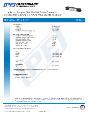 PE8741 Datasheet PDF Pasternack Enterprises, Inc.