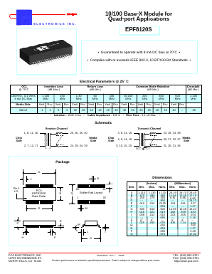 EPF8120S Datasheet PDF PCA ELECTRONICS INC.