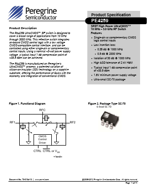 PE4259-06SC70-EK Datasheet PDF Peregrine Semiconductor Corp.