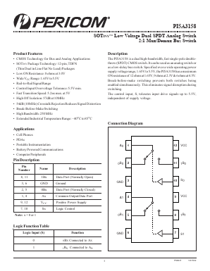 PI5A3158 Datasheet PDF Pericom Semiconductor Corporation