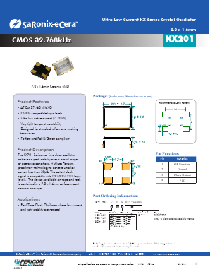 KX2013B0032.768000 Datasheet PDF Pericom Semiconductor Corporation