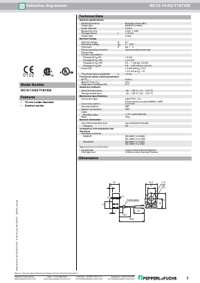 RC10-14-N3-Y187455 Datasheet PDF Pepperl+Fuchs Inc.