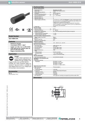 NJ3-18GK-S1N Datasheet PDF Pepperl+Fuchs Inc.