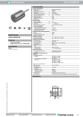 NCB15-30GM40-N0 Datasheet PDF Pepperl+Fuchs Inc.