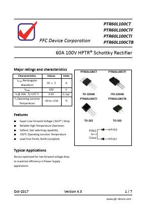 PTR60L100CT Datasheet PDF PFC Device Inc.