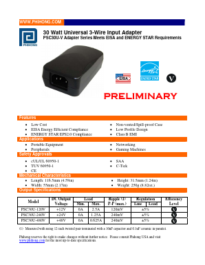 PSC30U-480V Datasheet PDF Phihong USA Inc.