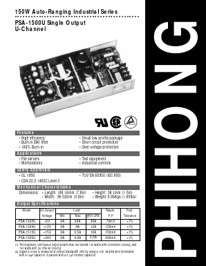 PSA-1503U Datasheet PDF Phihong USA Inc.