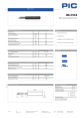 MS-215-5 Datasheet PDF PIC GmbH