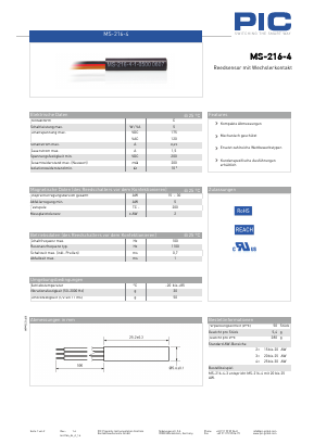 MS-216-4 Datasheet PDF PIC GmbH