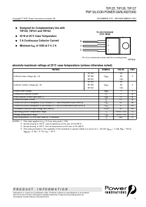 TIP126 Datasheet PDF Power Innovations Ltd
