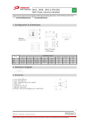 PS1260-101M Datasheet PDF PREMO CORPORATION S.L