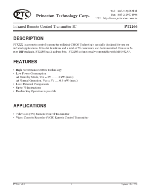 PT2266 Datasheet PDF Princeton Technology