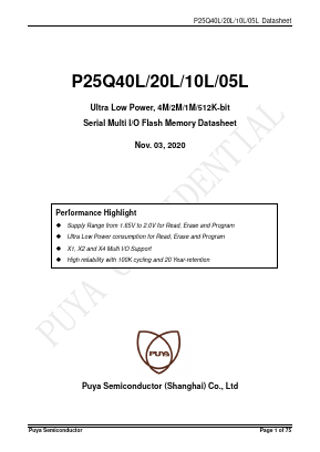 P25Q10LA-SUH-IR Datasheet PDF Puya Semiconductor Co., Ltd.