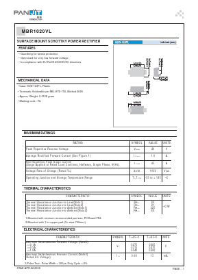 MBR1020VL Datasheet PDF PANJIT INTERNATIONAL