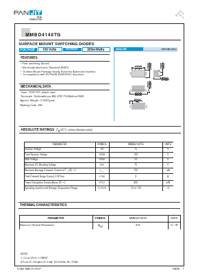 MMBD4148TG Datasheet PDF PANJIT INTERNATIONAL