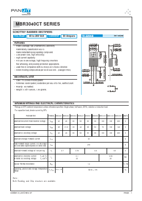 MBR3060CT Datasheet PDF PANJIT INTERNATIONAL