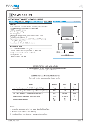 1.5SMC180A Datasheet PDF PANJIT INTERNATIONAL
