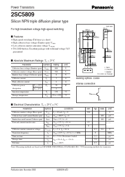 2SC5809 Datasheet PDF Panasonic Corporation