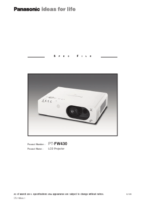 PT-FW430 Datasheet PDF Panasonic Corporation
