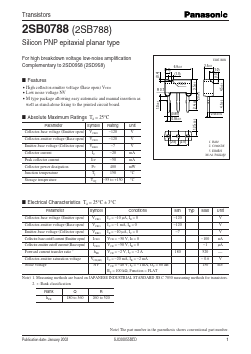 2SB0788 Datasheet PDF Panasonic Corporation