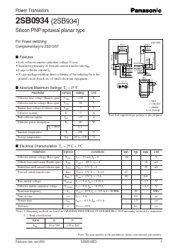 2SB0934 Datasheet PDF Panasonic Corporation