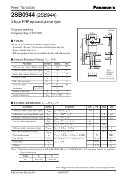 2SB0944 Datasheet PDF Panasonic Corporation