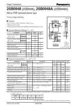 2SB948 Datasheet PDF Panasonic Corporation