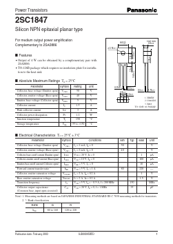 C1847 Datasheet PDF Panasonic Corporation