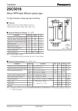 2SC5018 Datasheet PDF Panasonic Corporation