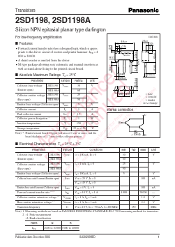 2SD1198 Datasheet PDF Panasonic Corporation