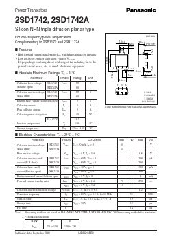 2SD1742A Datasheet PDF Panasonic Corporation