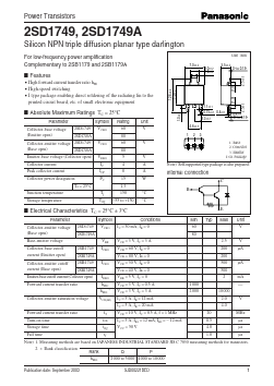 2SD1749 Datasheet PDF Panasonic Corporation