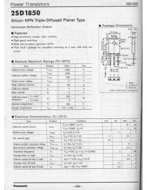 2SD1850 Datasheet PDF Panasonic Corporation